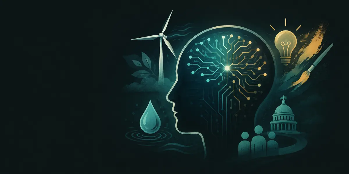 Illustrated mythbusting graphic for practical AI questions.